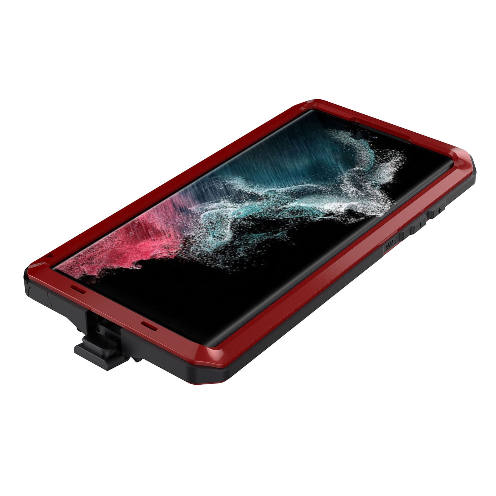 for Samsung Galaxy S23 Ultra Case, 360 Full Body Protective Cover Heavy Duty Shockproof Armor Aluminum Alloy Metal Case with Silicone for Samsung Galaxy S23 Ultra,Red