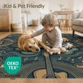 thumbnail image 4 of ODIKA Music Cd Musical Motif Guitar Notes Sepia Teal Circle Disc Shape Non-Slip Chair-Friendly Floor for Dining Room, Under Table, Office, 4 of 7