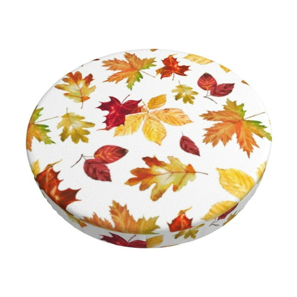 Disketp Autumn Leaves 1 Funda Redonda para Taburete, Funda de Cojín para Silla de Bar Suave y Elástica-13 inch