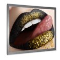 thumbnail image 2 of Designart 'Woman Lips Black Lipstick and Gold Sequins' Modern Framed Art Print, 2 of 4