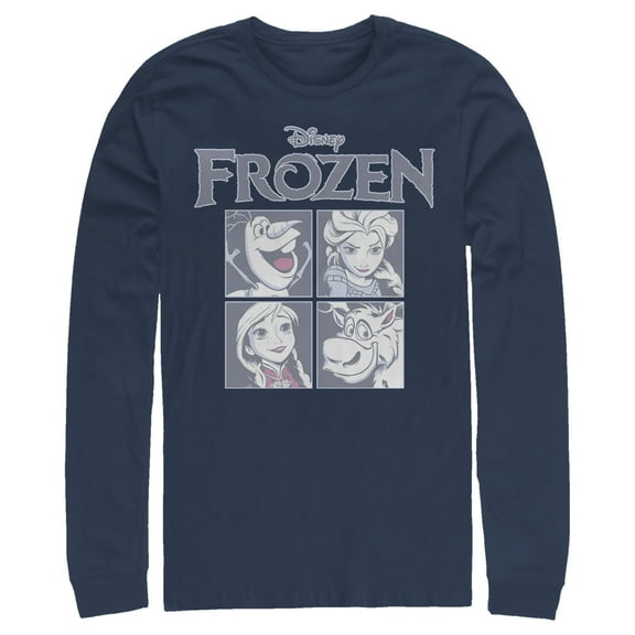 Men's Frozen Character Squares Long Sleeve Shirt Navy Blue 2X Large