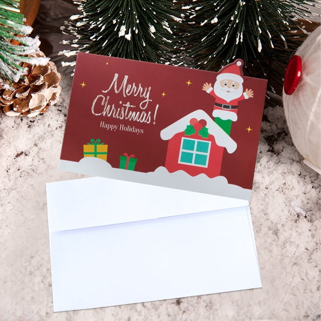Holiday Greeting Cards, Christmas Greeting Cards with Envelopes and Stickers 10 Pack Glitter Christmas Cards with Envelopes Christmas Greeting Cards Father Christmas Snowman