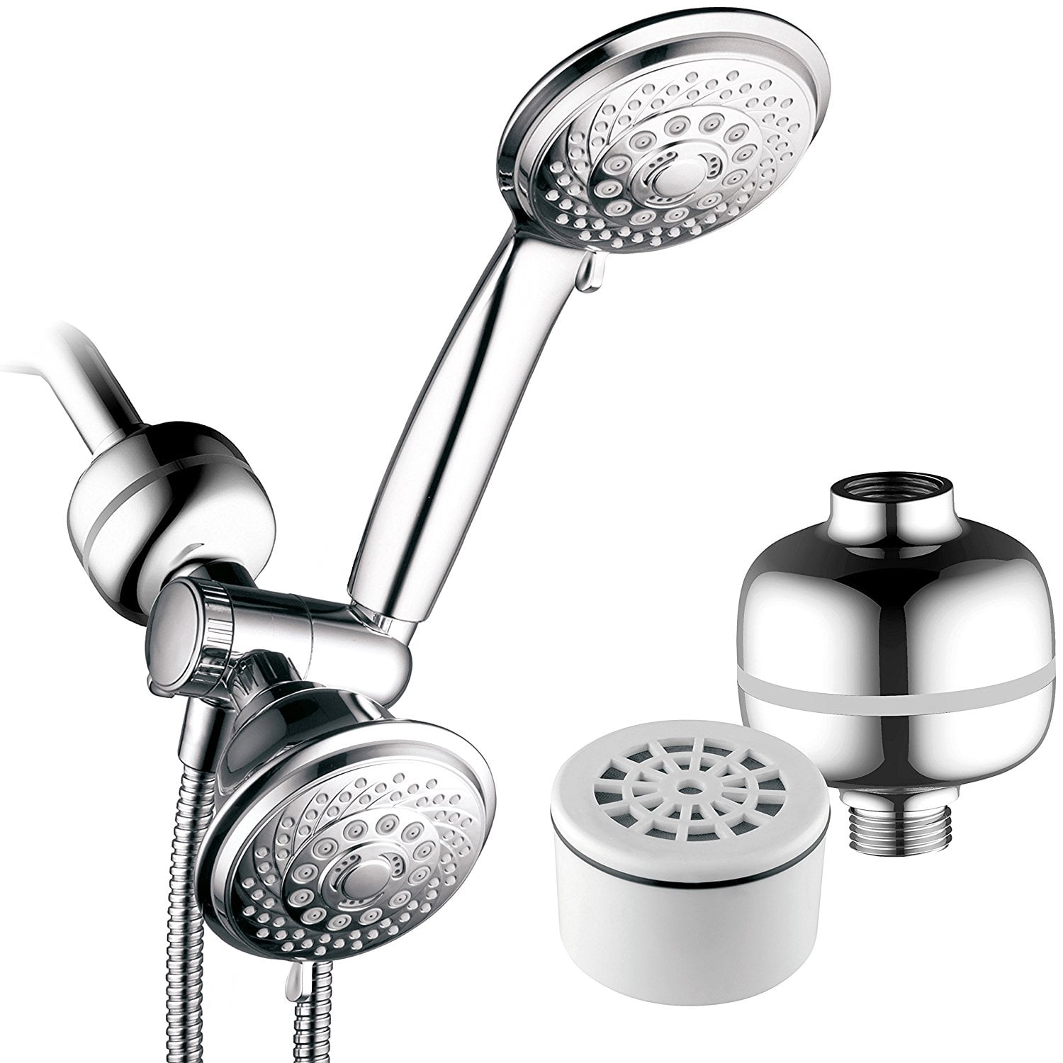 HotelSpa® 30-Setting Ultra-Luxury 3 Way Rainfall Shower-Head/Handheld Shower Combo with Patented ON/OFF Pause Switch Dual White/Chrome Finish