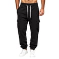 thumbnail image 2 of Dwellite Mens Sweatpants Drawstring Elastic Waist Cargo Joggers with Pockets Casual Fashion Solid Color Sweat Pants Black XL, 2 of 9