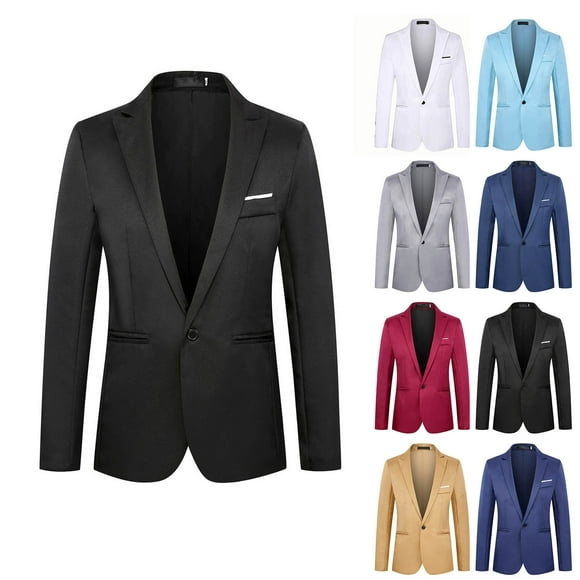 AnuYalue Mens Big and Tall Suit Casual One Button Blazer Slim Fit Lightweight Suit Jacket Coats for Wedding Prom Party