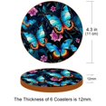 thumbnail image 3 of Butterfly 6Pcs Cute Round Coasters Set, Microfiber Leather Drink Coasters for Cups, Heat Coasters for Table, 4.3x4.3in Square Coasters with Holder, Coasters for Home and Office Decor, 3 of 6