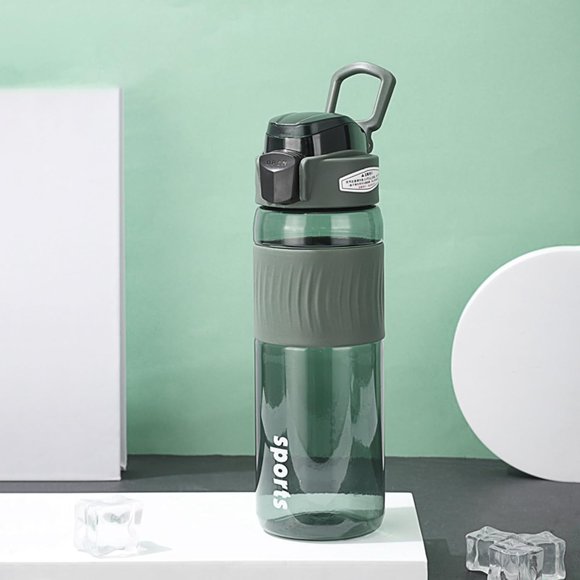 UTAH-24oz Water Bottles with Buckle, 100% Leakproof Anti Slip Silicone Bottle, No Straw Clear Bottle Easy Clean, Suit Sport Office School Travel Gym Yoga for Women Men, Dark Cyan