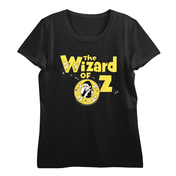 Wizard Of Oz Dorothy Vintage Logo Women's Black Crew Neck Short Sleeve Crop Tee-Small