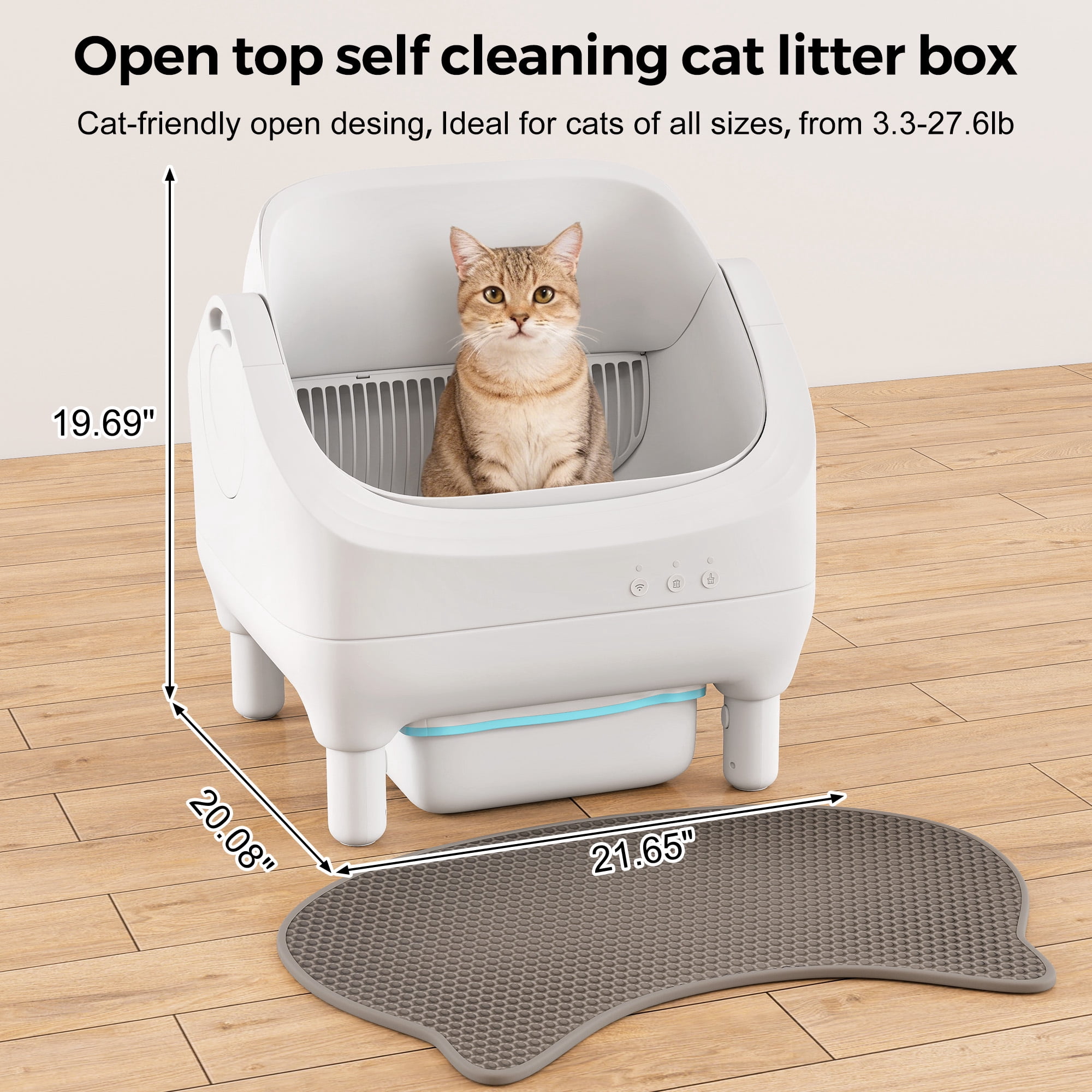 COZIWOW Smart Cat Litter Box with Waste Drawer, Solid Air Freshener, Cleaning Brush, Charger and Cat Litter Mat