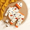 thumbnail image 6 of UAYOTSE Newborn Baby Boys Halloween Three Piece Set Long Sleeve Romper Pants Hat Cool Weather Festival Wear Size 0-3 Months, 6 of 6