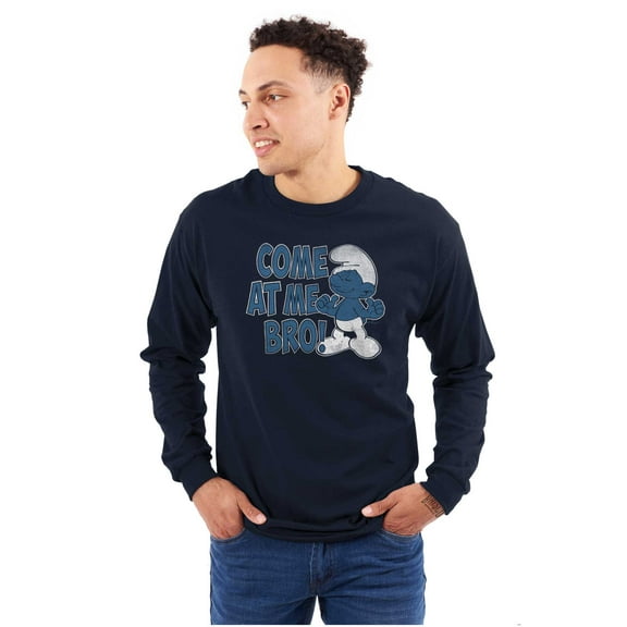 Smurfs Cartoon Come At Me Bro Funny Long Sleeve TShirt Men Women Brisco Brands S