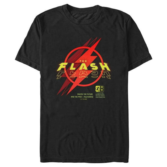 Men's The Flash Saving the Future Lightning Red Logo Graphic Tee Black 2X Large