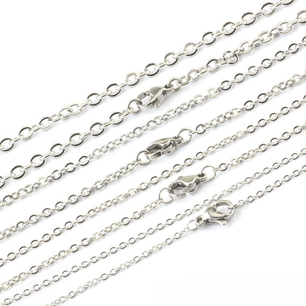 Cadena cruzada de acero inoxidable, cadena soldada en forma de O con alambre plano, collar de pareja de acero de titanio, joyería de bricolaje, colgante, cadena a juego