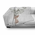 thumbnail image 2 of Antlers Soft Flannel Fleece Blanket, Illustration of a Deer Wearing Scarf Knitted Neck Wintertime Cold December, Cozy Plush for Indoor and Outdoor Use, 50" x 60", Redwood Grey White, by Ambesonne, 2 of 5