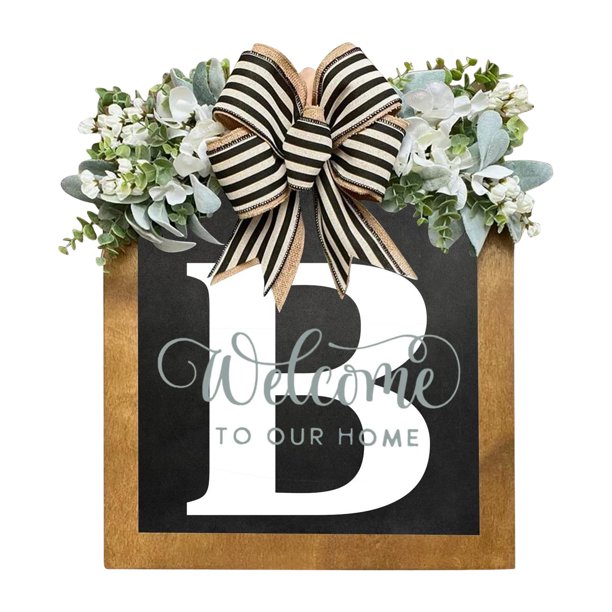 Placa decorativa para puerta con 26 letras, adornos de madera para jardín, señal de bienvenida para puerta (B) Ehuebsd Libre de BPA
