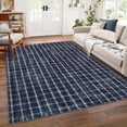 thumbnail image 3 of Nanan 3'x5' Modern Geometric Checkered Rug Washable Plaid Rug, Non-Slip Low Pile Carpet for Living Room Bedroom Home Office, Blue, 3 of 6