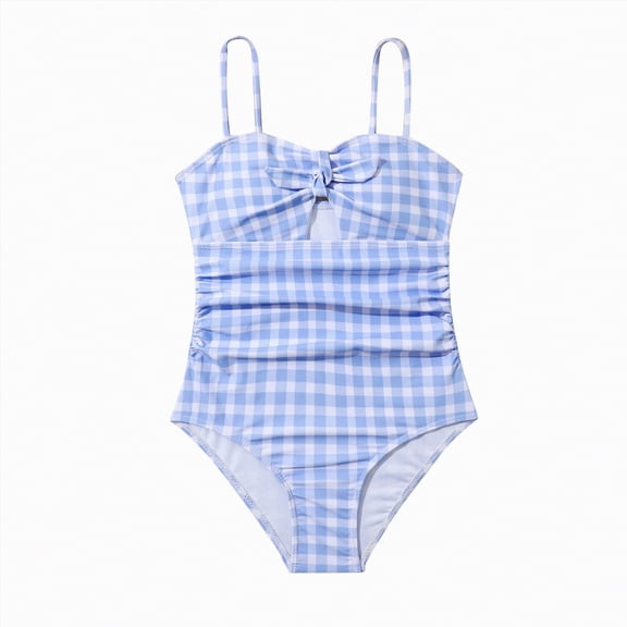 Kaprioy Girls Swimsuits Summer Swimsuit Skintight Bodysuit Bikini For Girl Girls' Swimwear Swimsuit Plaid Bikini