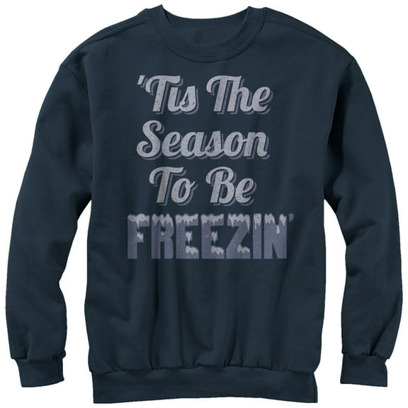 Women's CHIN UP Season to Be Freezing Sweatshirt Navy Blue Medium
