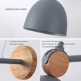 thumbnail image 5 of Aplique de madera, aplique de pared moderno para interior, de metal y madera, color gris, con bisel orientable, 1 casquillo E27, máximo 40 vatios, bombilla no incluida, 5 of 5