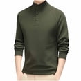 thumbnail image 3 of Miluxas Men's Long Sleeve Slim Fit Mandarin Polo Shirts Waffle Button Fashion Casual Tops T-Shirt Green, 3 of 4