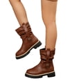 thumbnail image 5 of EKVAHL Womens Combat Boots Soft Faux Leather Buckle Strap Ankle Booties, Non Slip Lug Platform Block Heel Fashion Casual Shoes Fall Winter Outdoor Riding Shoe, 5 of 5