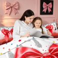 thumbnail image 4 of Homewish Red Bowtie Full Size Comforter Sets for Kids Girls, Sequins Cheetah Print Bedding Comforter Set, Polka Dots Reversible, 3 Pieces 1 Comforter and 2 Pillowcases, 4 of 6