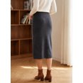 thumbnail image 3 of INSPIRE CHIC Women's High Waist Elastic Waist Knit Straight Midi Skirt for Everyday Comfort and Style S Grey, 3 of 6