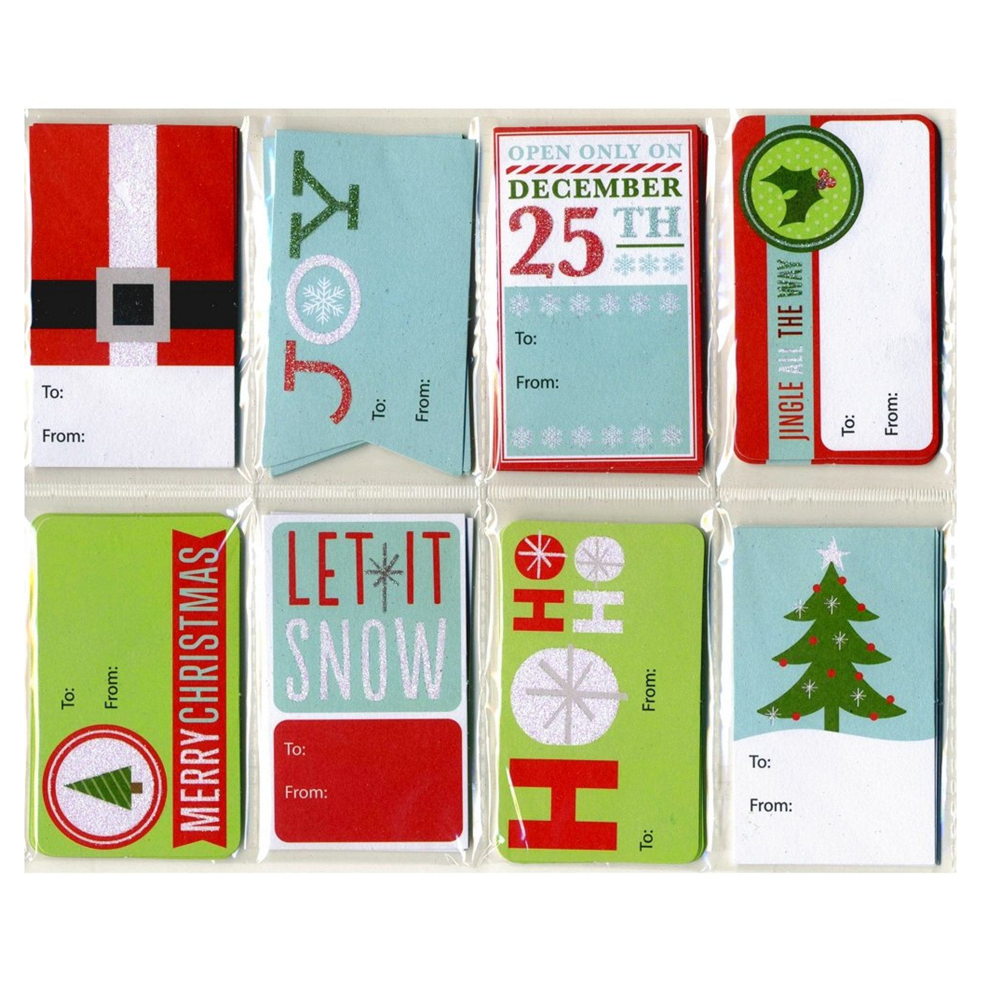Silver 48 Pack Christmas Glitter Gift Tags 