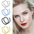 thumbnail image 3 of Lutiore Nose Steel Double Nose Hoop Silver Color Nose Hoop Jewelry Nostril Piercing Set For Woman Z3B1, 3 of 8