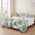 thumbnail image 2 of Twin Quilt Set 68''x86'', Green Pine Tree Lightweight Summer Bedspread Coverlet Set with 2 Pillow Shams, Vintage Watercolor Botanical Breathable All Season Quilt Bedding for Dorm/Bedroom, 2 of 9