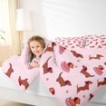 thumbnail image 4 of Homewish Kawaii Pet Dachshund 7-Piece King Bedding,Cartoon Animals King Bed in a Bag,Pink,Pink Reversible, 4 of 8