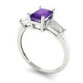 thumbnail image 2 of 1.5 ct Emerald Cut Natural Amethyst 3 Stone 18K White Gold Womens Engagement Ring, 2 of 5