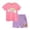 A-Pink184, variant on Toddler Girls Outfits Sets Summer Cartoon Rainbow Print Knit Short Sleeve Tops And Shorts 2 Piece Girls Loose Playwear