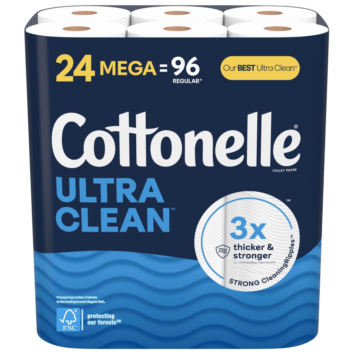 Cottonelle Ultra Clean Toilet Paper, 24 Mega Rolls