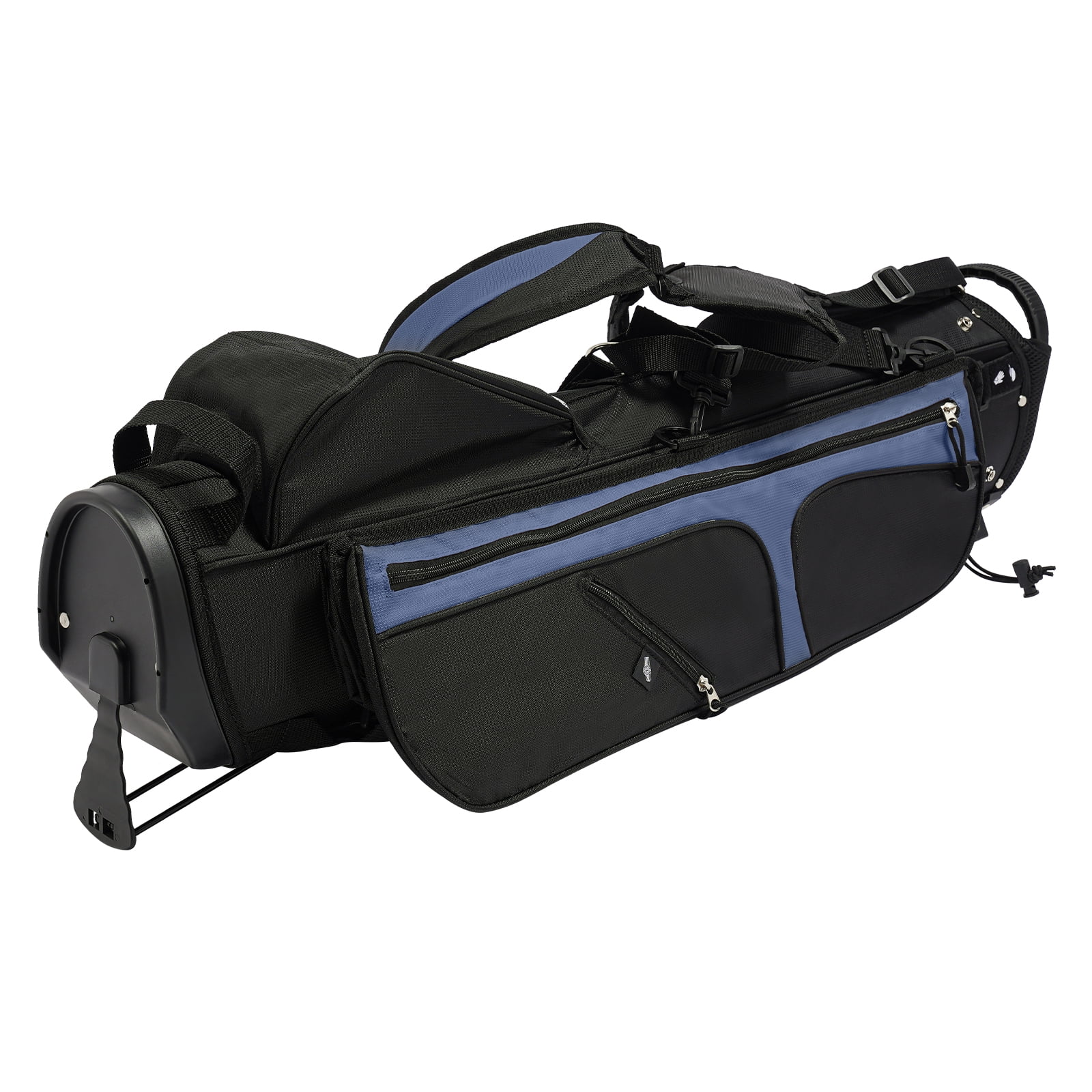 Black+ Blue Black+ Blue Portable Nylon&Cotton Golf Stand Bag for Golf Clubs with Detachable Small Bag Practical Zippers