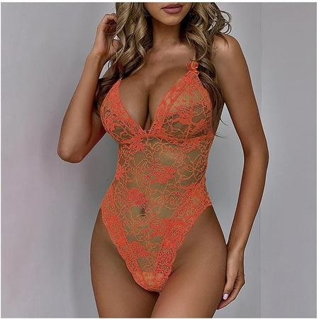 

Simplmasygenix Women s Lingerie Lace Sexy Clearance Women s Lace Sexy Flower Lace Bow One-Piece Sexy Lingerie Pajamas Bodysuit