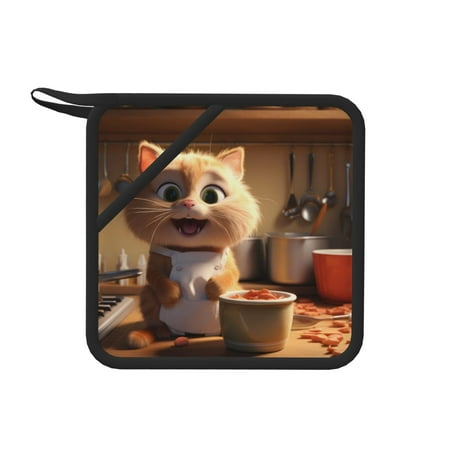 

Matuu Cartoon Cooking Cat for Square Silicone Anti-hot Pad for Kitchen Potholders Hot Dishers Spoon Holder