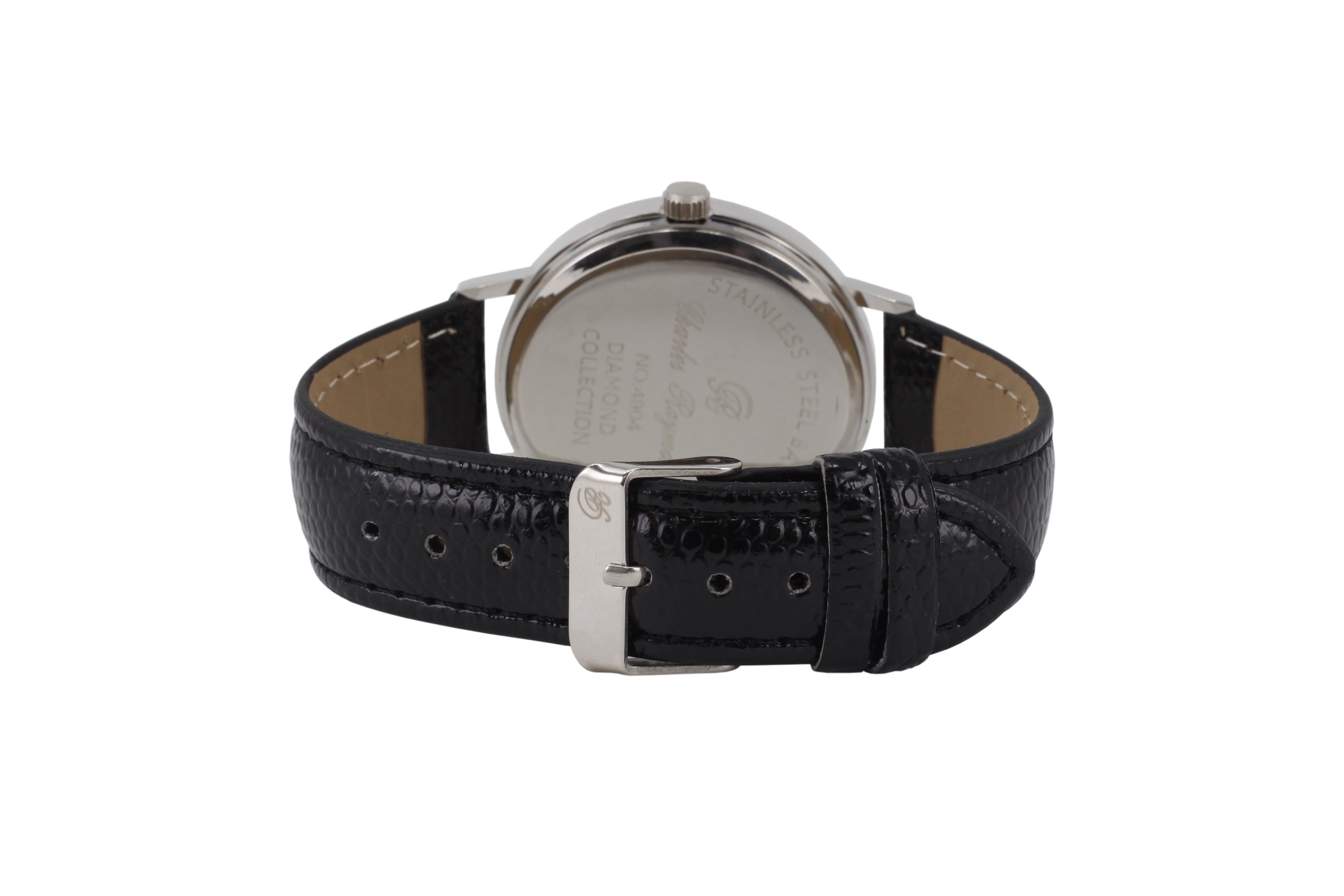 Charles Raymond Genuine Real Diamond at 12 o'clock Elegant and Classy Mens Wristwatch for all Occasions - Easy Reader Simplistic Slashes at every hour - Handsomely Stunning
