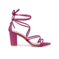 thumbnail image 3 of BLISSFUL STEP Women's Shoes Open Toe Lace Up Block Heel Strappy Heels Hot Pink 10, 3 of 7