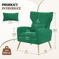 thumbnail image 5 of Daluvenix Velvet Accent Chair for Living Room, Modern Arm Chair with Pillow, Single Sofa Lounge Chair for Bedroom & Reading Room, Green, 5 of 8