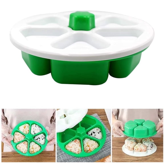 Generic 6 in 1 Onigiri Mold, Triangle Sushi Mold and Rice Ball Maker, Green Bento Rice Mold for Homemade Sushi, Makes 6 Pieces