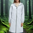 thumbnail image 2 of GEWSEY Women's Long Rain Jacket Waterproof Lightweight Hooded Raincoat Packable Knee Length Rain coat (Grey, XL), 2 of 8