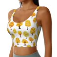 thumbnail image 2 of Gukieu Qutumn Tree Print Women's Sports Vest, Low-neck U-shaped Removable Pad Sports Bra for Yoga, Exercise, Dance-Small, 2 of 8