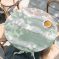 thumbnail image 4 of Ombre Green Ocean Round Tablecloth 36-44 Inch Round Fitted Table Cloth with Elastic Edge, Coastal Waves Beach Gradient Waterproof Table Cover Protector for Outdoor Picnic Party Dining, 4 of 9