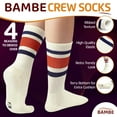 thumbnail image 2 of F|B Striped Retro Crew Socks for Women - Pair of 5 Triple Striped Socks Women with Terry Cushioned Sole, 2 of 6