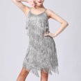 thumbnail image 3 of Vestido De Baile Rumba Tango Vestido de baile de tango para mujer Lentejuelas Borlas Vestido de fiesta de moda (Silver XL) Cgtredaw para Mujer Plata T L, 3 of 6