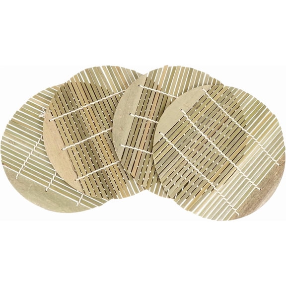 ABCISI Sushi Mat, 4 Pcs 6.69-In Round Bamboo Sushi Rolling Mat, Sushi Roller, Sushi Maker, Sushi Making Kit for Home Japanese Sushi Mat Making Mat Diy Sushi