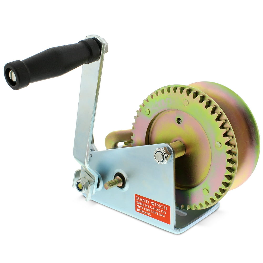 ABN Hand Crank Gear Winch & Cable, Heavy Duty up to 2000lbs Trailer