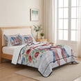 thumbnail image 5 of Quilts Twin XL Size Bedding Set, 4th of July Lightweight Quilted Comforter, Independence Day American Flag Flower Wood Grain Soft Bedspread Coverlet with Pillow Covers for All Season, 68" x 98", 5 of 9