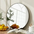 thumbnail image 1 of BEAUTYPEAK Miroir Mural 24 Pouces Miroir de Salle de Bain Miroir Rond Mural, Noir, 1 of 9